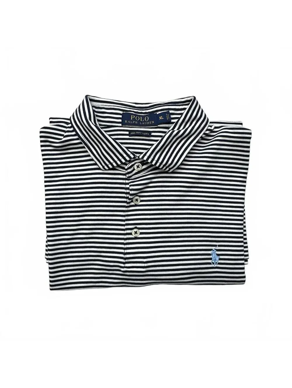 Polo Ralph Lauren Men’s XL Pima Soft Touch Navy White Striped Polo Shirt